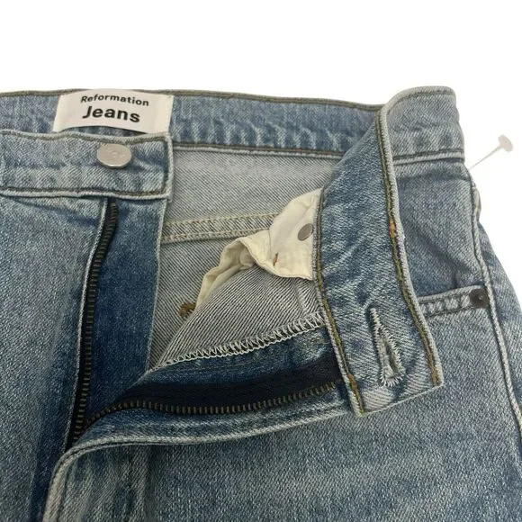 Reformation Liza High Rise Straight Cropped Jeans Montego Distressed Size 28 - Picture 7 of 10